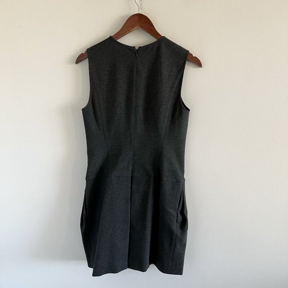 Vince Drop Waist Pleated Cocktail Dress 6 Gray V-Neck - Picture 4 of 10